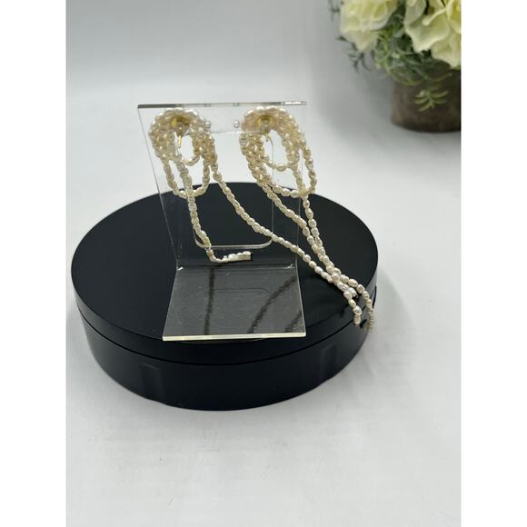 SHASHI Designer Women's Vroom White Rice Pearl Long Dangle Runway Earrings USA - Picture 5 of 8